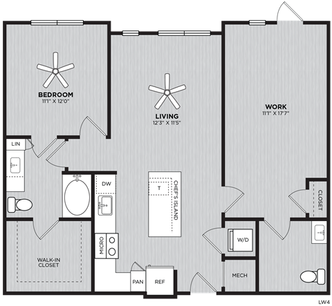 a floor plan of a bedroom apartment